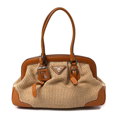 PRADA Paglia Cinghiale Small Frame Bag Naturale Cuoio 